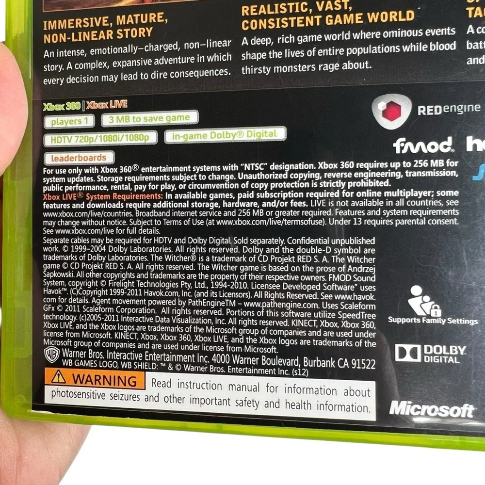 The Witcher 2 Xbox 360 Video Game with Manual & Quest Handbook